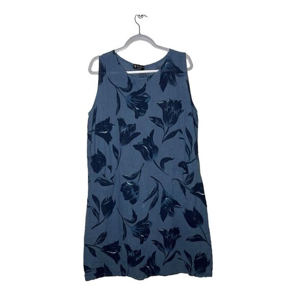 Bella Amore Midi Dress Womens Large Gauzy Lightweight Floral Beachy Lagenlook - Picture 1 of 10